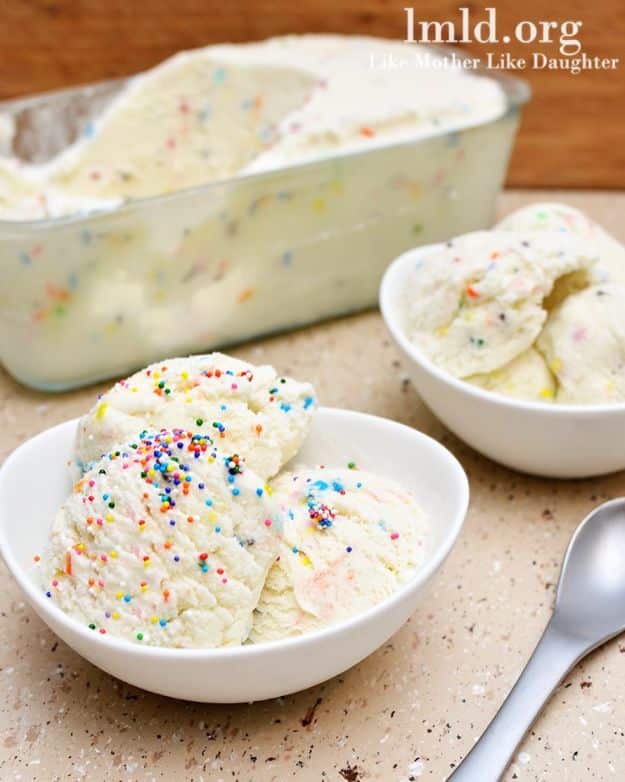 Homemade Ice Cream Recipes - Cake Batter Ice Cream - How To Make Homemade Ice Cream At Home - Recipe Ideas for Making Vanilla, Chocolate, Strawberry, Caramel Ice Creams - Step by Step Tutorials for Easy Mixes and Dairy Free Options - Cuisinart and Ice Cream Machine, No Churn, Mix in A Bag and Mason Jar - Healthy and Keto Diet Friendly #recipes #icecream
