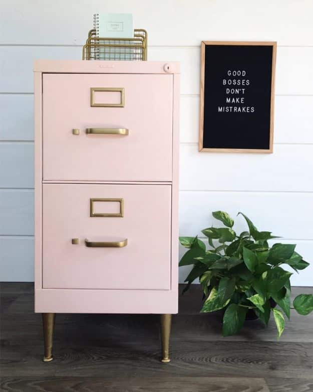 DIY Office Furniture - Chalk Painted Filing Cabinet - Do It Yourself Home Office Furniture Ideas - Desk Projects, Thrift Store Makeovers, Chairs, Office File Cabinets and Organization - Shelving, Bulletin Boards, Wall Art for Offices and Creative Work Spaces in Your House - Tables, Armchairs, Desk Accessories and Easy Desks To Make On A Budget #diyoffice #diyfurniture #diy #diyhomedecor #diyideas 