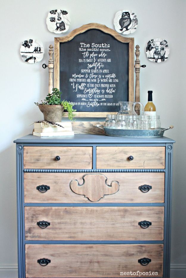 Thrift Store DIY Makeovers - Chalkboard Dresser Buffet - Thrifty Under $50 - Decor and Furniture With Upcycling Projects and Tutorials - Room Decor Ideas on A Budget - Crafts and Decor to Make and Sell - Before and After Photos - Farmhouse, Outdoor, Bedroom, Kitchen, Living Room and Dining Room Furniture http://diyjoy.com/thrift-store-makeovers