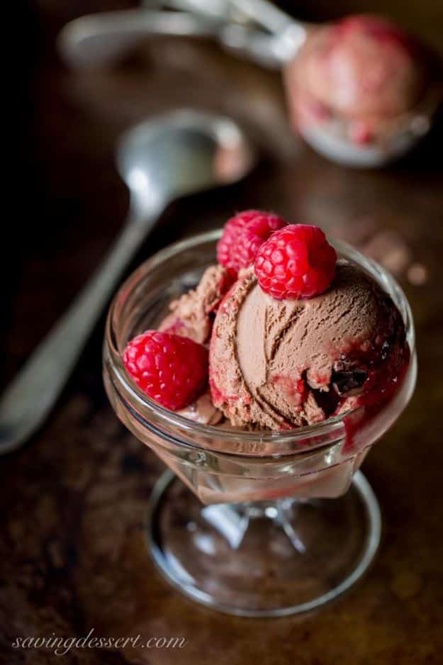 Homemade Ice Cream Recipes - Chocolate-Chunk Raspberry Swirl Ice Cream - How To Make Homemade Ice Cream At Home - Recipe Ideas for Making Vanilla, Chocolate, Strawberry, Caramel Ice Creams - Step by Step Tutorials for Easy Mixes and Dairy Free Options - Cuisinart and Ice Cream Machine, No Churn, Mix in A Bag and Mason Jar - Healthy and Keto Diet Friendly #recipes #icecream