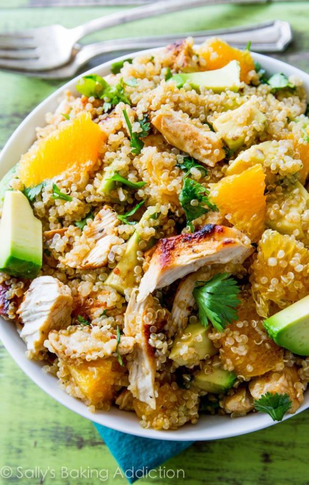 Easy Healthy Chicken Recipes - Citrus Chicken Quinoa Salad - Lunch and Dinner Ideas, Party Foods and Casseroles, Idea for the Grill and Salads- Chicken Breast, Baked, Roastedf and Grilled Chicken #recipes #healthy #chicken