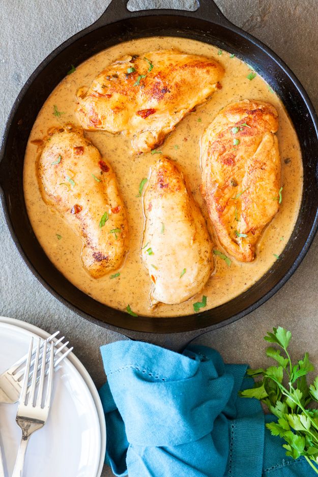 Chicken Breast Recipes - Country French Skillet Chicken - Healthy, Easy Chicken Recipes for Dinner, Lunch, Parties and Quick Weeknight Meals - Boneless Chicken Breast Casserole Recipes, Oven Baked Ideas, Crockpot Chicken Breasts, Marinades for Grilled Foods, Salads, Shredded Chicken Tacos, Creamy Pasta, Keto and Low Carb, Mexican, Asian and Italian Food #chicken #recipes #healthy