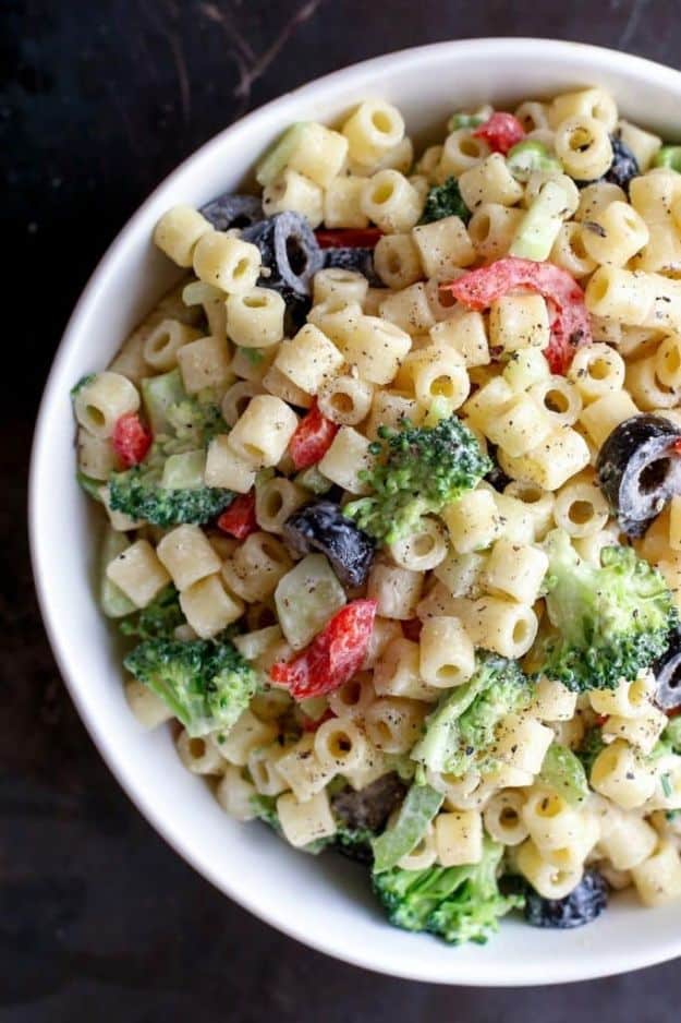 Best Pasta Recipes - Creamy Pasta Salad - Easy Pasta Recipe Ideas for Dinner, Lunch and Party Foods - Healthy and Easy Pastas With Shrimp, Beef, Chicken, Sausage, Tomato and Vegetarian - Creamy Alfredo, Marinara Red Sauce - Homemade Sauces and One Pot Meals for Quick Prep - Penne, Fettucini, Spaghetti, Ziti and Angel Hair #pasta #recipes #italian