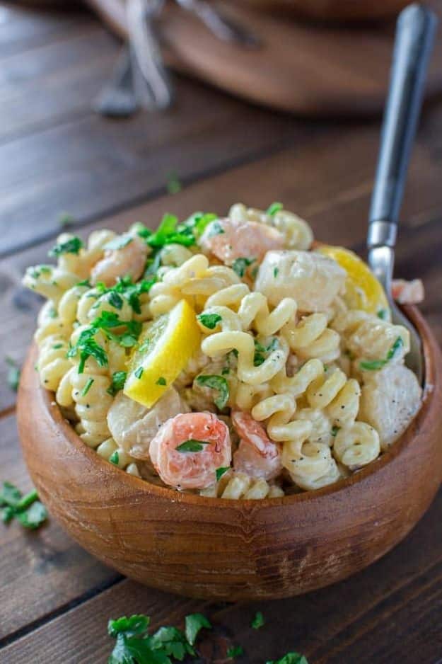  Easy Dinner Recipes - Creamy Seafood Pasta - Quick and Simple Dinner Recipe Ideas for Weeknight and Last Minute Supper - Chicken, Ground Beef, Fish, Pasta, Healthy Salads, Low Fat and Vegetarian Dishes #easyrecipes #dinnerideas #recipes