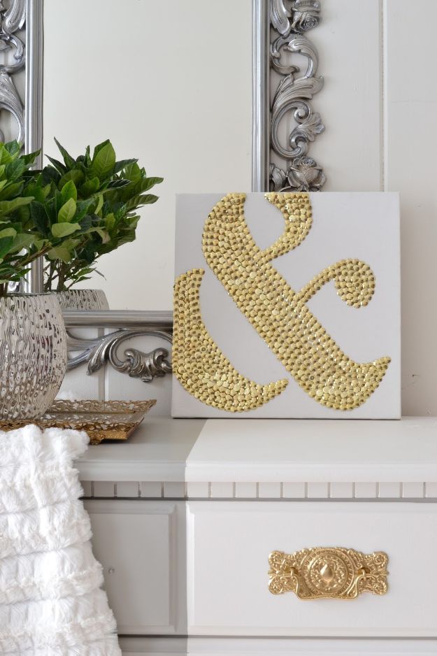 DIY Home Decor On A Budget - DIY Ampersand Art - Cheap Home Decorations to Make From The Dollar Store and Dollar Tree - Inexpensive Budget Friendly Wall Art, Furniture, Table Accents, Rugs, Pillows, Bedding and Chairs - Candles, Crafts To Make for Your Bedroom, Pretty Signs and Art, Linens, Storage and Organizing Ideas for Apartments #diydecor #decoratingideas #cheaphomedecor