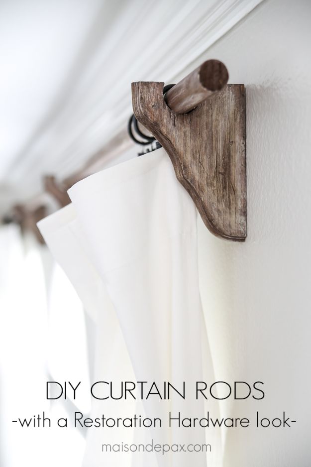 DIY Home Decor On A Budget - DIY Curtain Rods - Cheap Home Decorations to Make From The Dollar Store and Dollar Tree - Inexpensive Budget Friendly Wall Art, Furniture, Table Accents, Rugs, Pillows, Bedding and Chairs - Candles, Crafts To Make for Your Bedroom, Pretty Signs and Art, Linens, Storage and Organizing Ideas for Apartments #diydecor #decoratingideas #cheaphomedecor