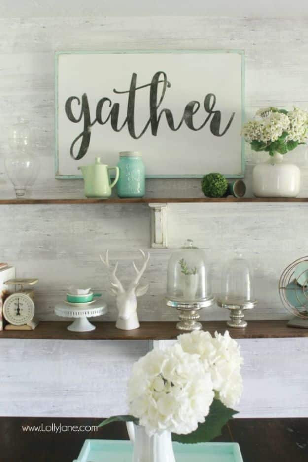 DIY Home Decor On A Budget - DIY Farmhouse Shelves - Cheap Home Decorations to Make From The Dollar Store and Dollar Tree - Inexpensive Budget Friendly Wall Art, Furniture, Table Accents, Rugs, Pillows, Bedding and Chairs - Candles, Crafts To Make for Your Bedroom, Pretty Signs and Art, Linens, Storage and Organizing Ideas for Apartments #diydecor #decoratingideas #cheaphomedecor