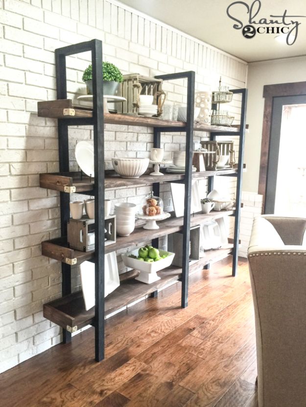 DIY Industrial Decor - DIY Industrial Plate Rack -  industrial Shelves, Furniture, Table, Desk, Cart, Headboard, Chandelier, Bookcase - Easy Pipe Shelf Tutorial - Rustic Farmhouse Home Decor on A Budget - Lighting Ideas for Bedroom, Bathroom and Kitchen  