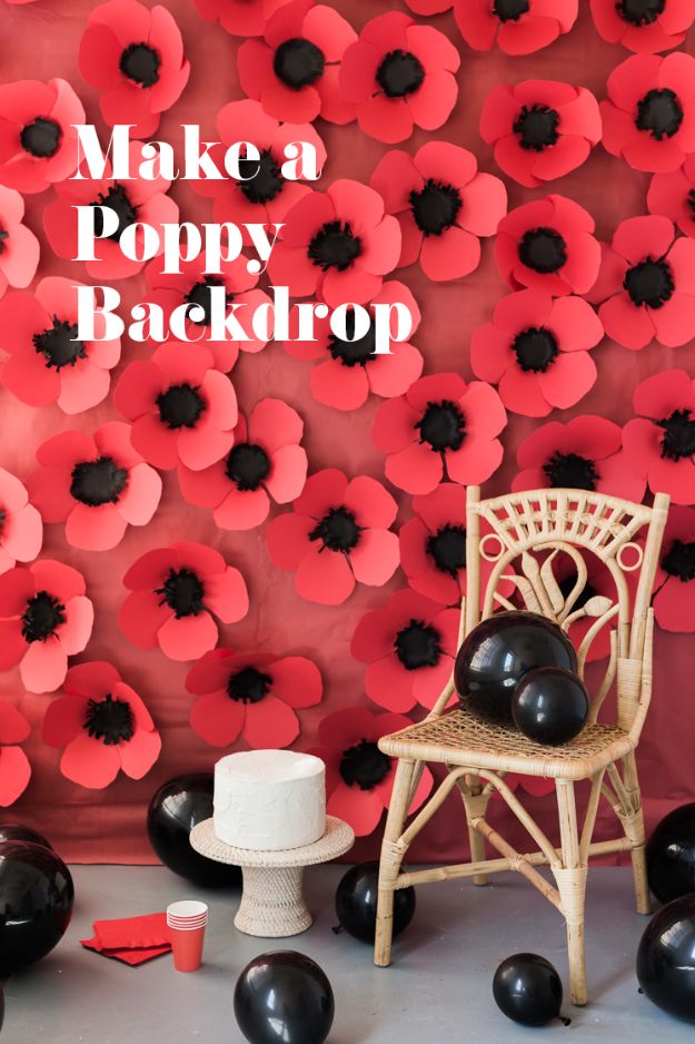 Paper Crafts DIY - DIY Paper Poppy Backdrop - Papercraft Tutorials and Easy Projects for Make for Decoration and Gift IDeas - Origami, Paper Flowers, Heart Decoration, Scrapbook Notions, Wall Art, Christmas Cards, Step by Step Tutorials for Crafts Made From Papers #crafts