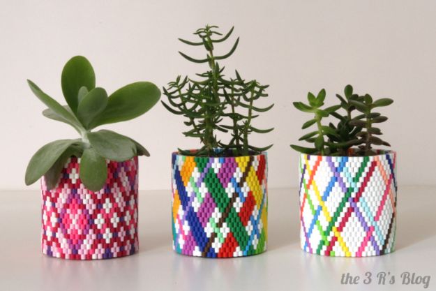 DIY perler bead crafts - PDIY Perler Bead Planter - Easy Crafts With Perler Beads - Cute Accessories and Homemade Decor That Make Creative DIY Gifts - Plastic Melted Beads Make Cool Art for Walls, Jewelry and Things To Make When You are Bored #diy #crafts