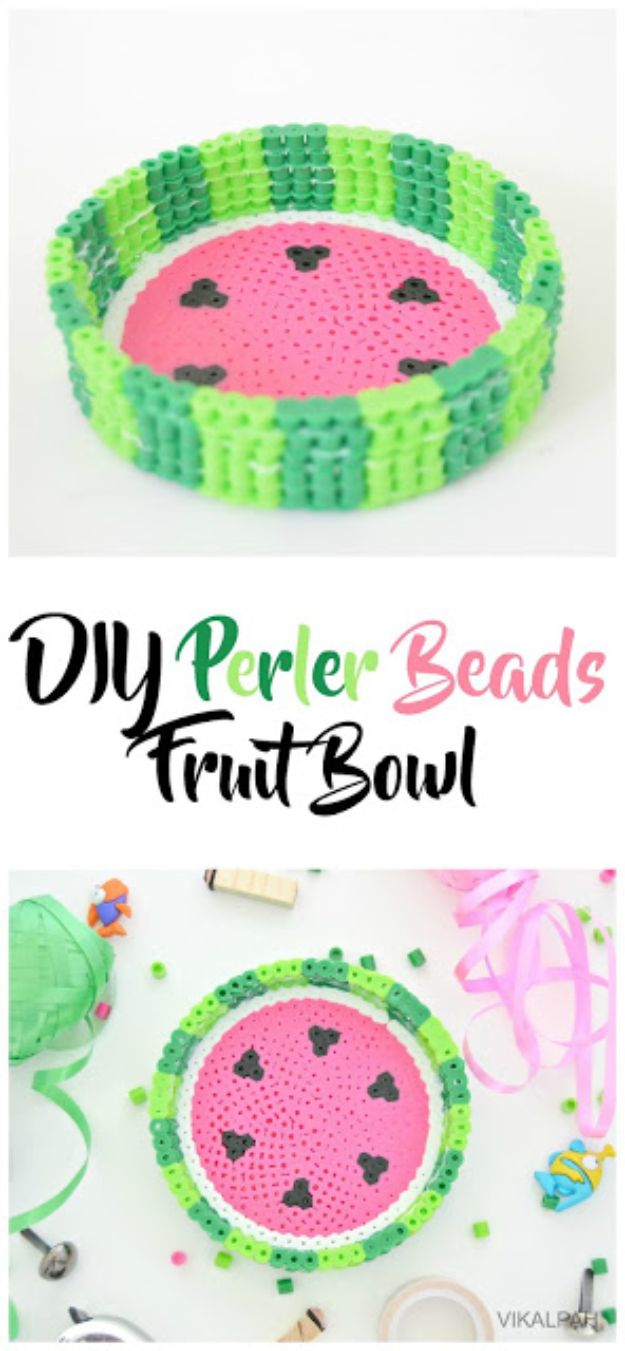 DIY perler bead crafts - DIY Perler Beads Fruit Bowl - Cute Accessories and Homemade Decor That Make Creative DIY Gifts - Plastic Melted Beads Make Cool Art for Walls, Jewelry and Things To Make When You are Bored #diy #crafts