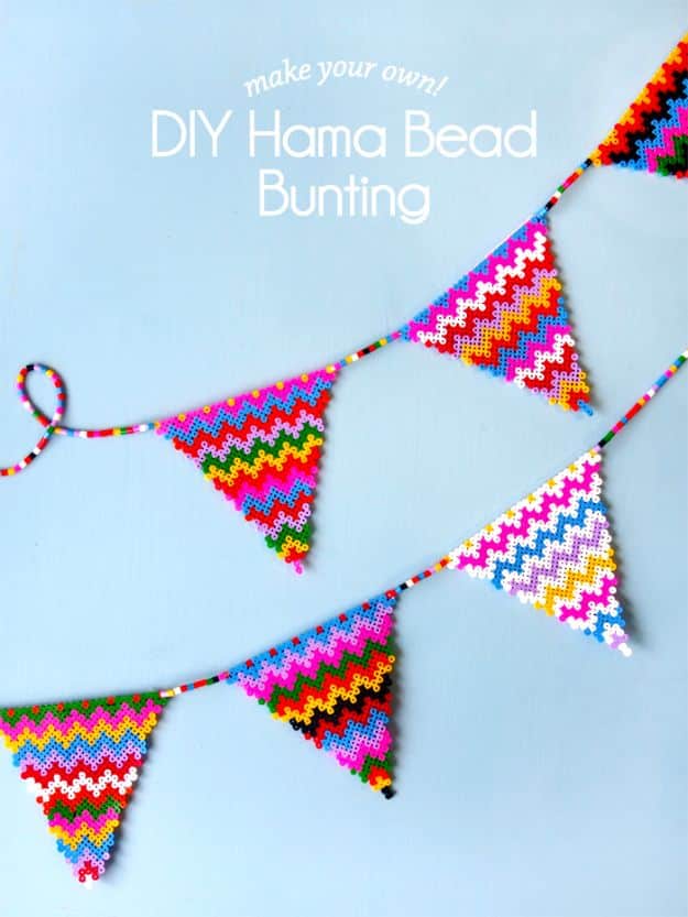DIY perler bead crafts - DIY Perler Bunting - Easy Crafts With Perler Beads - Cute Accessories and Homemade Decor That Make Creative DIY Gifts - Plastic Melted Beads Make Cool Art for Walls, Jewelry and Things To Make When You are Bored #diy #crafts