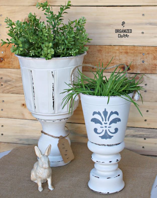 Thrift Store DIY Makeovers - DIY Planter Urns From A Thrift Shop - Decor and Furniture With Upcycling Projects and Tutorials - Room Decor Ideas on A Budget - Crafts and Decor to Make and Sell - Before and After Photos - Farmhouse, Outdoor, Bedroom, Kitchen, Living Room and Dining Room Furniture http://diyjoy.com/thrift-store-makeovers