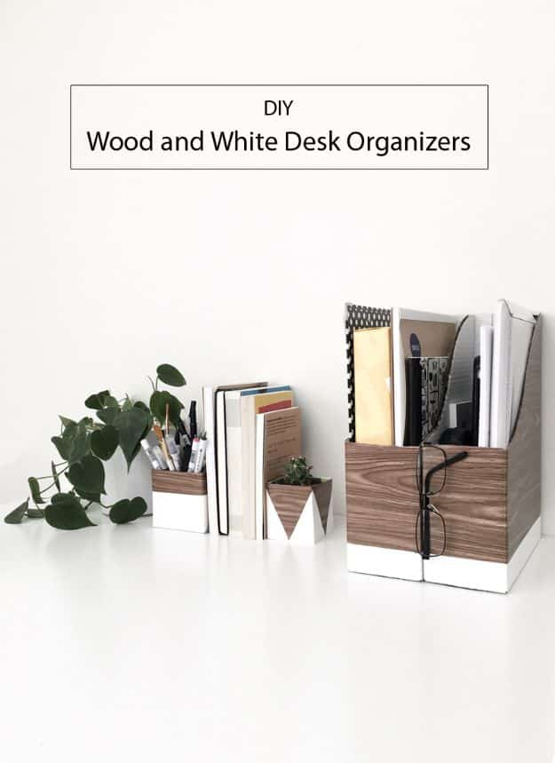 DIY Office Furniture - DIY Wood and White Desk Organizers - Do It Yourself Home Office Furniture Ideas - Desk Projects, Thrift Store Makeovers, Chairs, Office File Cabinets and Organization - Shelving, Bulletin Boards, Wall Art for Offices and Creative Work Spaces in Your House - Tables, Armchairs, Desk Accessories and Easy Desks To Make On A Budget #diyoffice #diyfurniture #diy #diyhomedecor #diyideas 