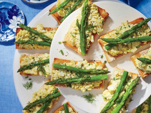 Asparagus Recipes - Deviled Egg Salad and Asparagus Tartines - DIY Asparagus Recipe Ideas for Homemade Soups, Sides and Salads - Easy Tutorials for Roasted, Sauteed, Steamed, Baked, Grilled and Pureed Asparagus - Party Foods, Quick Dinners, Dishes With Cheese, Vegetarian and Vegan Options - Healthy Recipes With Step by Step Instructions 