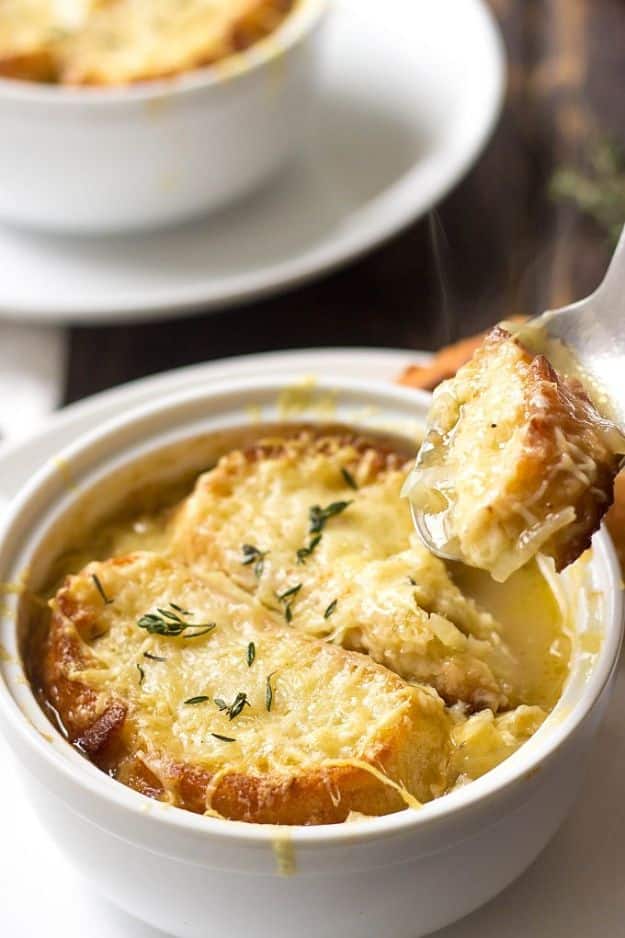 Soup Recipes - Easy French Onion Soup Recipe - Healthy Soups and Recipe Ideas - Easy Slow Cooker Dishes, Soup Recipe for Chicken, Sausage, With Ground Beef, Potato, Vegetarian, Mexican and Asian Varieties - Creamy Soups for Winter and Fall - Low Carb and Keto Meals - Quick Bean Soup and Copycat Recipes #soup #recipes 
