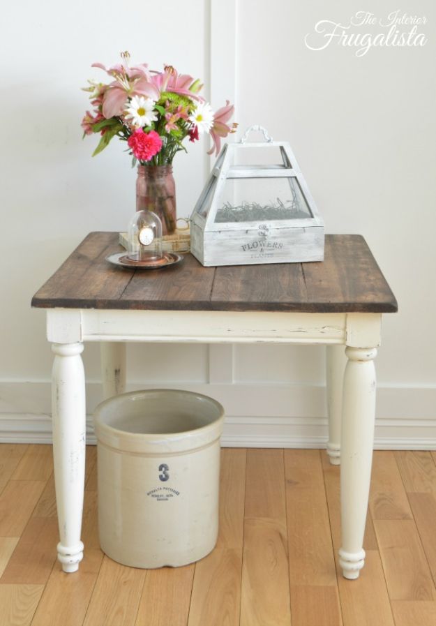 Thrift Store DIY Makeovers - Farmhouse Side Table Makeover - Decor and Furniture With Upcycling Projects and Tutorials - Room Decor Ideas on A Budget - Crafts and Decor to Make and Sell - Before and After Photos - Farmhouse, Outdoor, Bedroom, Kitchen, Living Room and Dining Room Furniture http://diyjoy.com/thrift-store-makeovers