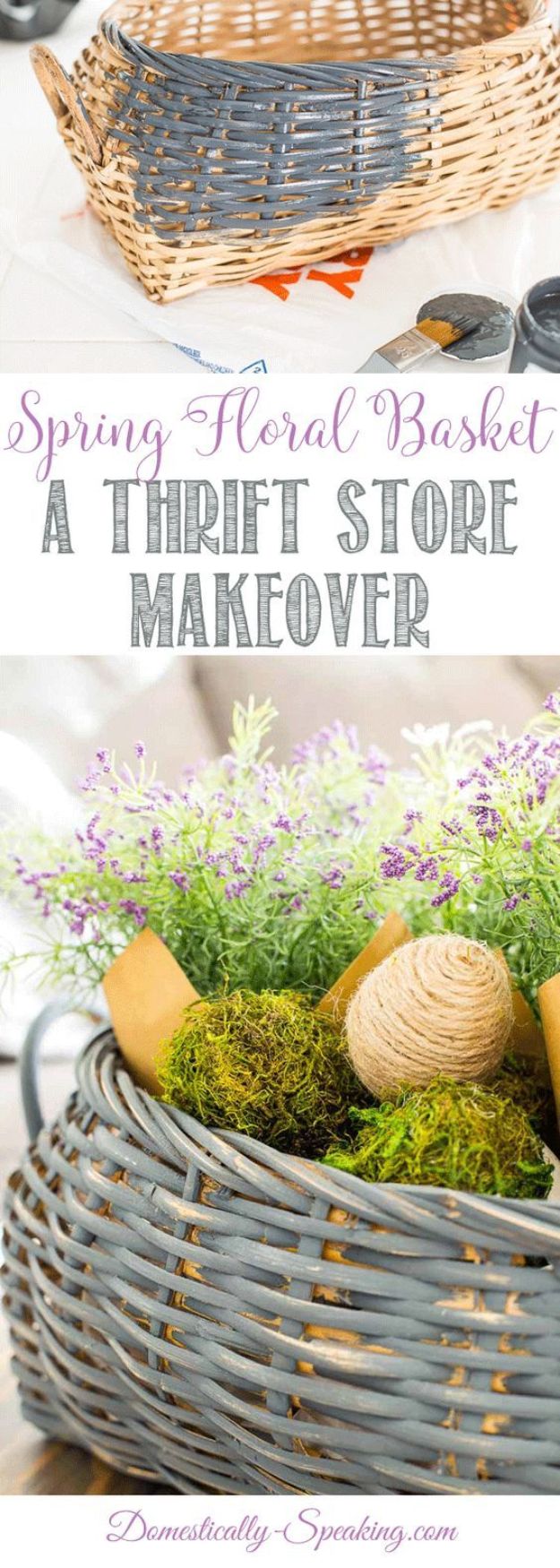 Thrift Store DIY Makeovers - Floral Basket Thrift Store Makeover - Decor and Furniture With Upcycling Projects and Tutorials - Room Decor Ideas on A Budget - Crafts and Decor to Make and Sell - Before and After Photos - Farmhouse, Outdoor, Bedroom, Kitchen, Living Room and Dining Room Furniture http://diyjoy.com/thrift-store-makeovers