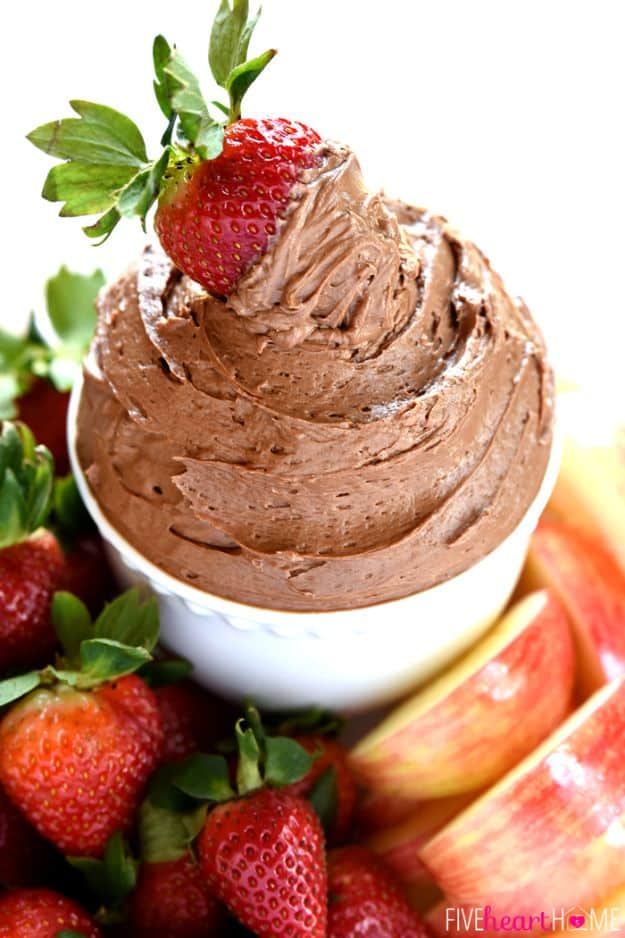 Chocolate Desserts and Recipe Ideas - Fluffy Chocolate Fruit Dip - Easy Chocolate Recipes With Mint, Peanut Butter and Caramel - Quick No Bake Dessert Idea, Healthy Desserts, Cake, Brownies, Pie and Mousse - Best Fancy Chocolates to Serve for Two 