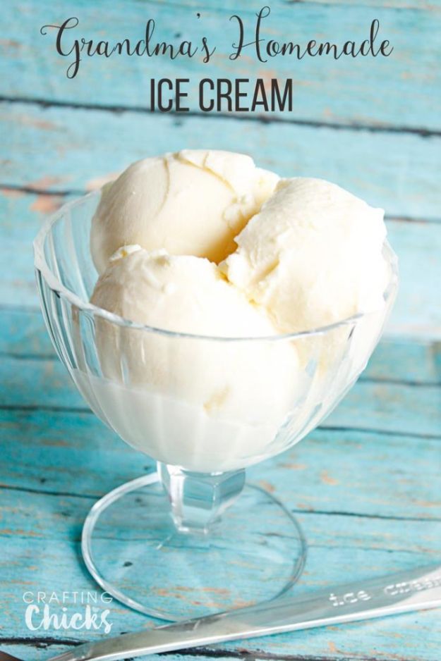 Homemade Ice Cream Recipes - Grandma’s Homemade Vanilla Ice Cream - How To Make Homemade Ice Cream At Home - Recipe Ideas for Making Vanilla, Chocolate, Strawberry, Caramel Ice Creams - Step by Step Tutorials for Easy Mixes and Dairy Free Options - Cuisinart and Ice Cream Machine, No Churn, Mix in A Bag and Mason Jar - Healthy and Keto Diet Friendly #recipes #icecream
