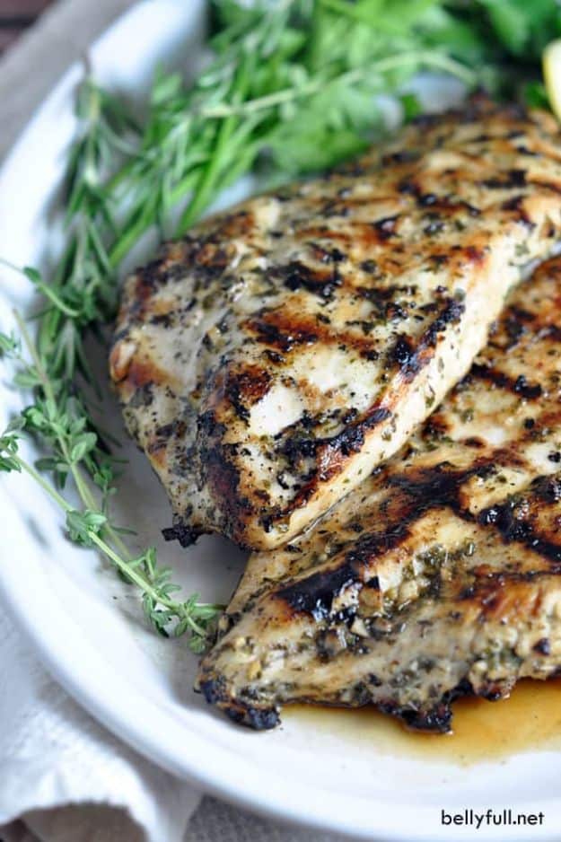 Chicken Breast Recipes - Grilled Chicken Breasts with Herbs and Lemon - Healthy, Easy Chicken Recipes for Dinner, Lunch, Parties and Quick Weeknight Meals - Boneless Chicken Breast Casserole Recipes, Oven Baked Ideas, Crockpot Chicken Breasts, Marinades for Grilled Foods, Salads, Shredded Chicken Tacos, Creamy Pasta, Keto and Low Carb, Mexican, Asian and Italian Food #chicken #recipes #healthy