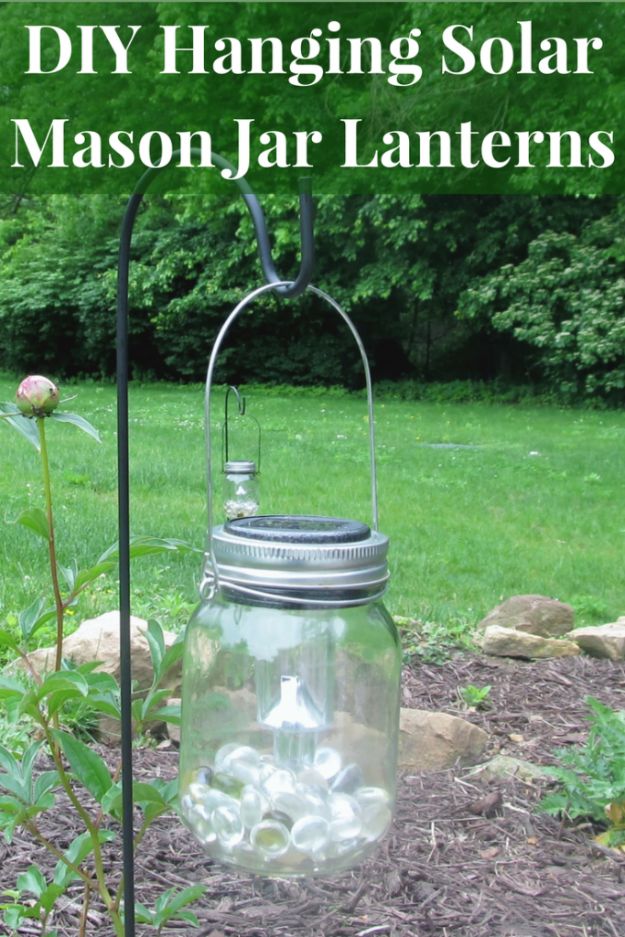 Dollar Tree Crafts - Hanging Solar Mason Jar Lights - DIY Ideas and Crafts Projects From Dollar Tree Stores - Easy Organizing Project Tutorials and Home Decorations- Cheap Crafts to Make and Sell #dollarstore #dollartree #dollarstorecrafts #cheapcrafts #crafts #diy #diyideas 