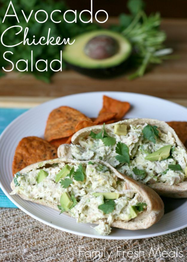 Easy Healthy Chicken Recipes - Healthy Avocado Chicken Salad - Lunch and Dinner Ideas, Party Foods and Casseroles, Idea for the Grill and Salads- Chicken Breast, Baked, Roastedf and Grilled Chicken #recipes #healthy #chicken