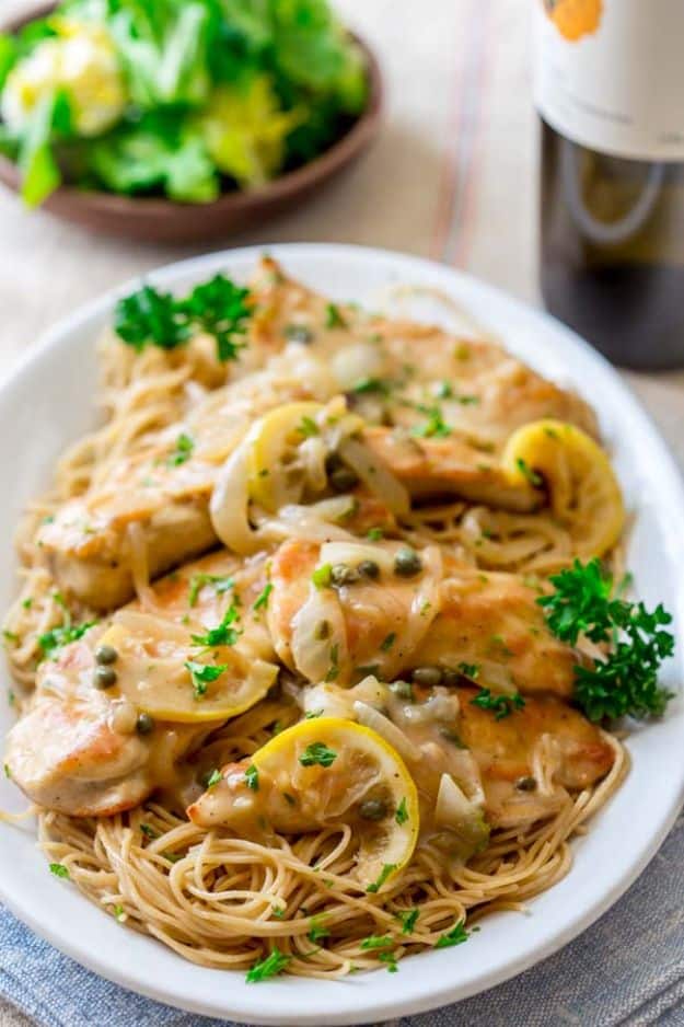 Easy Healthy Chicken Recipes - Healthy Chicken Piccata - Lunch and Dinner Ideas, Party Foods and Casseroles, Idea for the Grill and Salads- Chicken Breast, Baked, Roastedf and Grilled Chicken #recipes #healthy #chicken