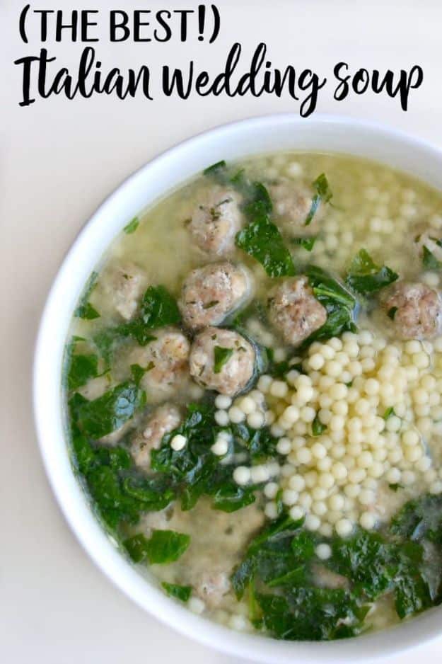 Best Italian Recipes - Italian Wedding Soup - Authentic and Traditional italian dishes For Dinner, Appetizers, and Easy Lunch - Pasta with Chicken, Lasagna, Noodles With Cheese, Healthy Recipe Ideas - Party Trays and Food For A Crowd - Fettucini, Spaghetti, Alfredo Sauce, Meatballs, Grilled Steak and Fish, Soup, Seafood, Vegetarian and Crockpot Versions #italian 