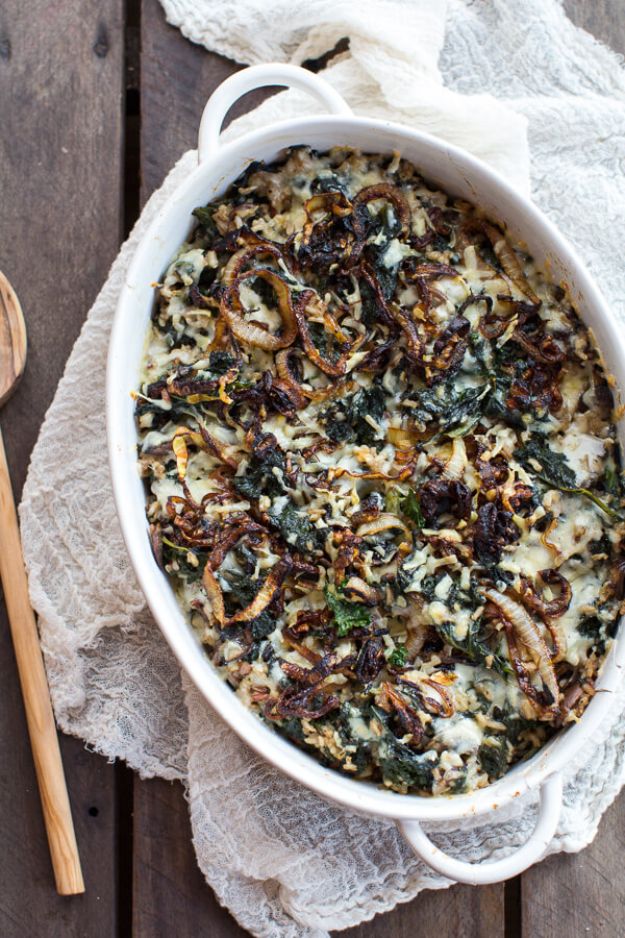 Best Casserole Recipes - Kale and Wild Rice Casserole - Healthy One Pan Meals Made With Chicken, Hamburger, Potato, Pasta Noodles and Vegetable - Quick Casseroles Kids Like - Breakfast, Lunch and Dinner Options - Mexican, Italian and Homestyle Favorites - Party Foods for A Crowd and Potluck Dishes #recipes #casseroles