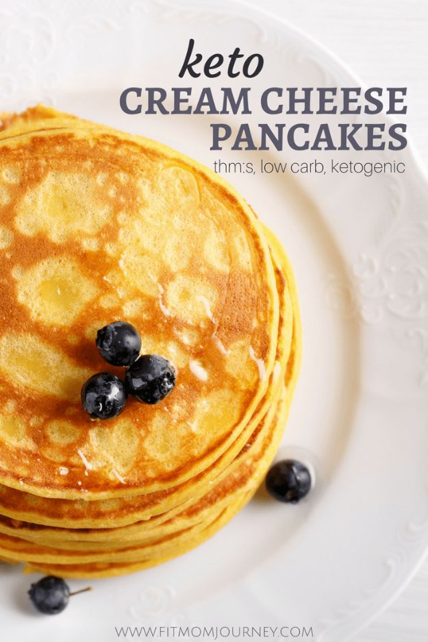 Keto Breakfast Recipes - Keto Cream Cheese Pancakes - Low Carb Breakfasts and Morning Meals for the Ketogenic Diet - Low Carbohydrate Foods on the Go - Easy Crockpot Recipes and Casserole - Muffins and Pancakes, Shake and Smoothie, Ideas With No Eggs #keto