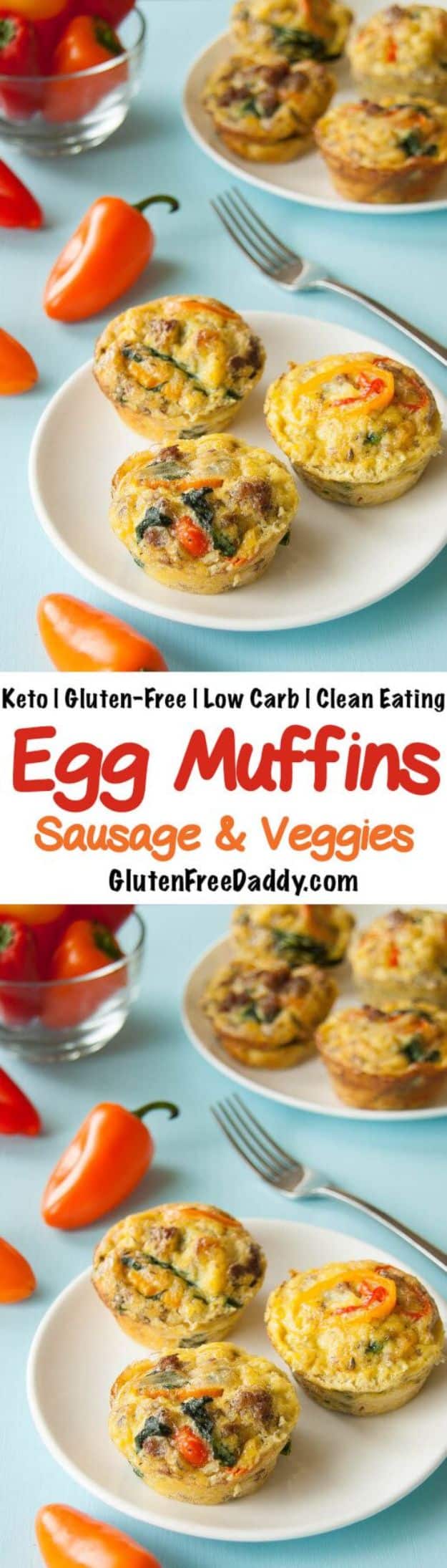 Keto Breakfast Recipes - Keto Egg Muffins with Sausage and Veggies - Low Carb Breakfasts and Morning Meals for the Ketogenic Diet - Low Carbohydrate Foods on the Go - Easy Crockpot Recipes and Casserole - Muffins and Pancakes, Shake and Smoothie, Ideas With No Eggs #keto