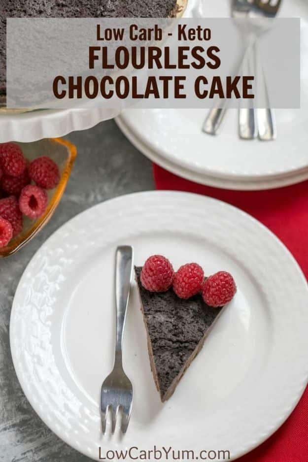 Keto Dessert Recipes - Keto Flourless Chocolate Cake - Easy Ketogenic Diet Dessert Recipes and Recipe Ideas - Shakes, Cakes In A Mug, Low Carb Brownies, Gluten Free Cookies #keto #ketorecipes #desserts