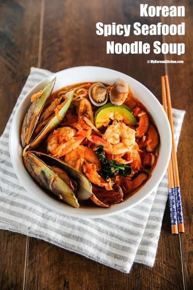 Soup Recipes - Korean Spicy Seafood Noodle Soup - Healthy Soups and Recipe Ideas - Easy Slow Cooker Dishes, Soup Recipe for Chicken, Sausage, With Ground Beef, Potato, Vegetarian, Mexican and Asian Varieties - Creamy Soups for Winter and Fall - Low Carb and Keto Meals - Quick Bean Soup and Copycat Recipes #soup #recipes 