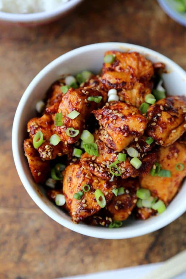  Easy Dinner Recipes - Korean Sticky Chicken - Quick and Simple Dinner Recipe Ideas for Weeknight and Last Minute Supper - Chicken, Ground Beef, Fish, Pasta, Healthy Salads, Low Fat and Vegetarian Dishes #easyrecipes #dinnerideas #recipes