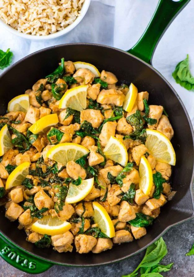 Easy Healthy Chicken Recipes - Lemon Basil Chicken - Lunch and Dinner Ideas, Party Foods and Casseroles, Idea for the Grill and Salads- Chicken Breast, Baked, Roastedf and Grilled Chicken #recipes #healthy #chicken