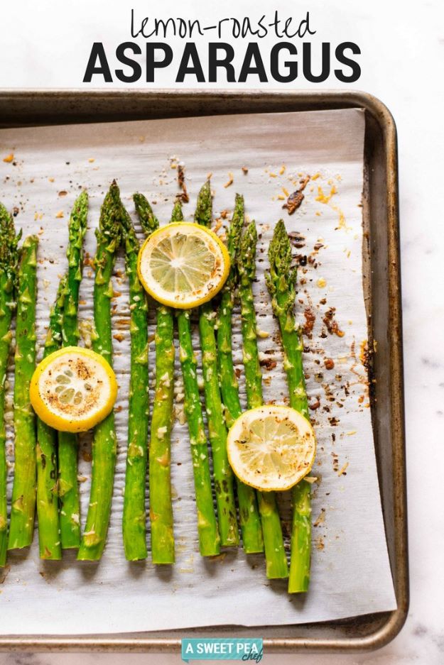 Asparagus Recipes - Lemon Roasted Asparagus - DIY Asparagus Recipe Ideas for Homemade Soups, Sides and Salads - Easy Tutorials for Roasted, Sauteed, Steamed, Baked, Grilled and Pureed Asparagus - Party Foods, Quick Dinners, Dishes With Cheese, Vegetarian and Vegan Options - Healthy Recipes With Step by Step Instructions 