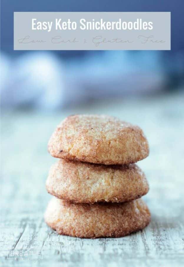 Keto Dessert Recipes - Low Carb Snickerdoodles - Easy Ketogenic Diet Dessert Recipes and Recipe Ideas - Shakes, Cakes In A Mug, Low Carb Brownies, Gluten Free Cookies #keto #ketorecipes #desserts