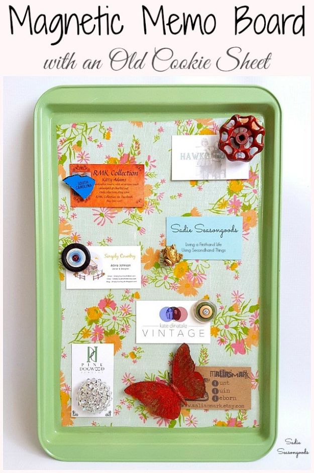 Thrift Store DIY Makeovers - Magnetic Memo Board - Decor and Furniture With Upcycling Projects and Tutorials - Room Decor Ideas on A Budget - Crafts and Decor to Make and Sell - Before and After Photos - Farmhouse, Outdoor, Bedroom, Kitchen, Living Room and Dining Room Furniture http://diyjoy.com/thrift-store-makeovers