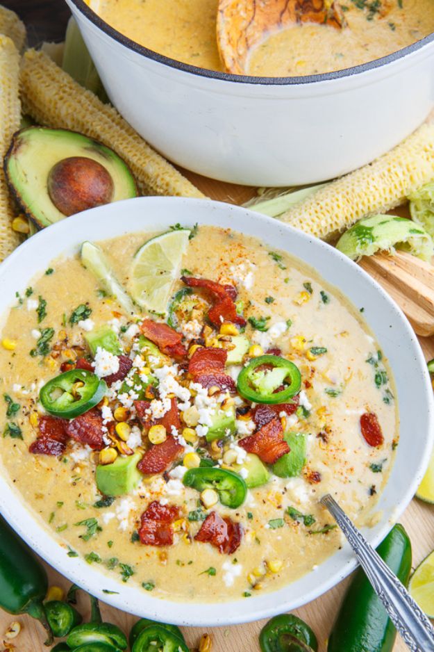 Soup Recipes - Mexican Street Corn Soup - Healthy Soups and Recipe Ideas - Easy Slow Cooker Dishes, Soup Recipe for Chicken, Sausage, With Ground Beef, Potato, Vegetarian, Mexican and Asian Varieties - Creamy Soups for Winter and Fall - Low Carb and Keto Meals - Quick Bean Soup and Copycat Recipes #soup #recipes 