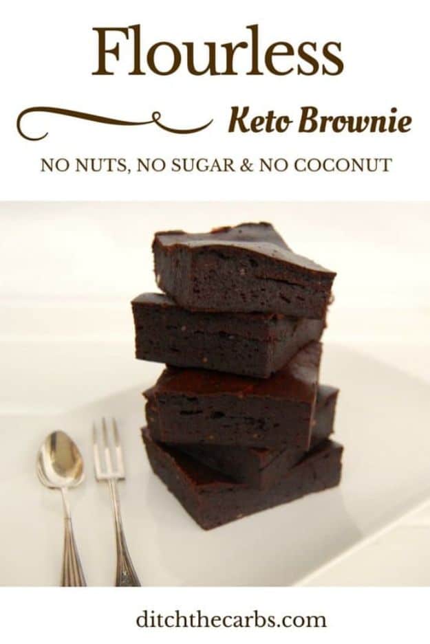 Keto Dessert Recipes - Nut Free Keto Brownie - Easy Ketogenic Diet Dessert Recipes and Recipe Ideas - Shakes, Cakes In A Mug, Low Carb Brownies, Gluten Free Cookies #keto #ketorecipes #desserts