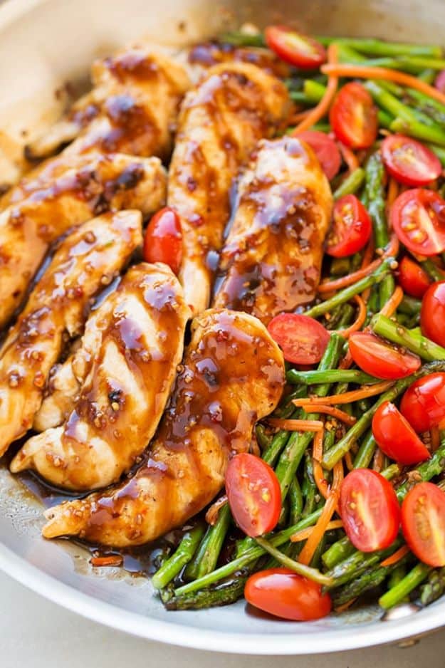 Easy Healthy Chicken Recipes - One Pan Balsamic Chicken and Veggies - Lunch and Dinner Ideas, Party Foods and Casseroles, Idea for the Grill and Salads- Chicken Breast, Baked, Roastedf and Grilled Chicken #recipes #healthy #chicken