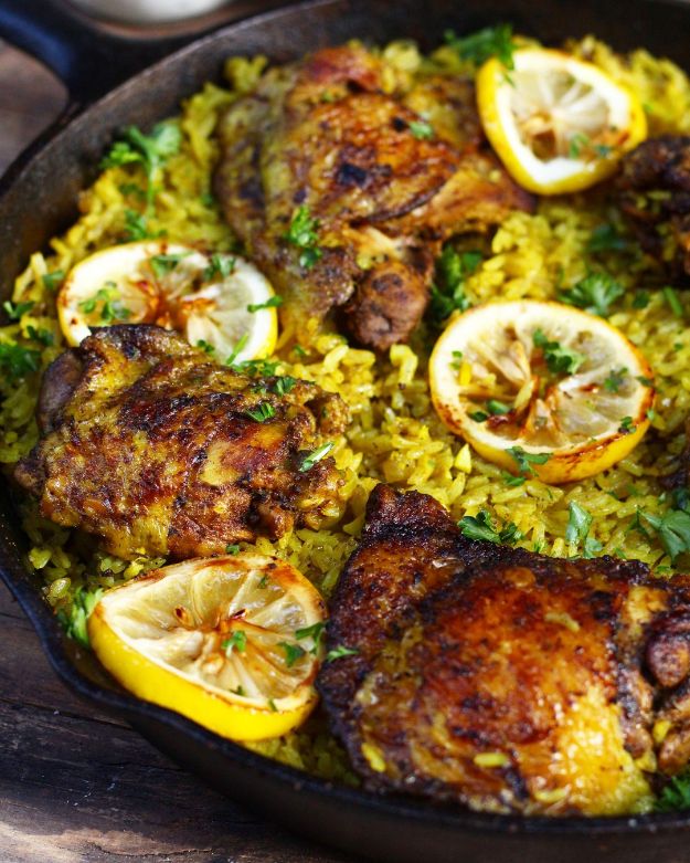 Easy Healthy Chicken Recipes - One Pot Middle Eastern Chicken and Rice - Lunch and Dinner Ideas, Party Foods and Casseroles, Idea for the Grill and Salads- Chicken Breast, Baked, Roastedf and Grilled Chicken #recipes #healthy #chicken