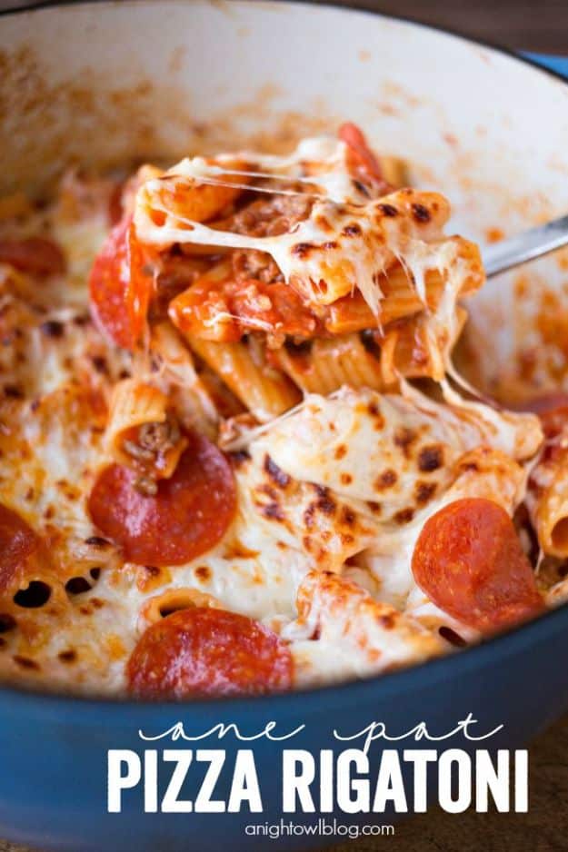  Easy Dinner Recipes - One Pot Pizza Rigatoni - Quick and Simple Dinner Recipe Ideas for Weeknight and Last Minute Supper - Chicken, Ground Beef, Fish, Pasta, Healthy Salads, Low Fat and Vegetarian Dishes #easyrecipes #dinnerideas #recipes