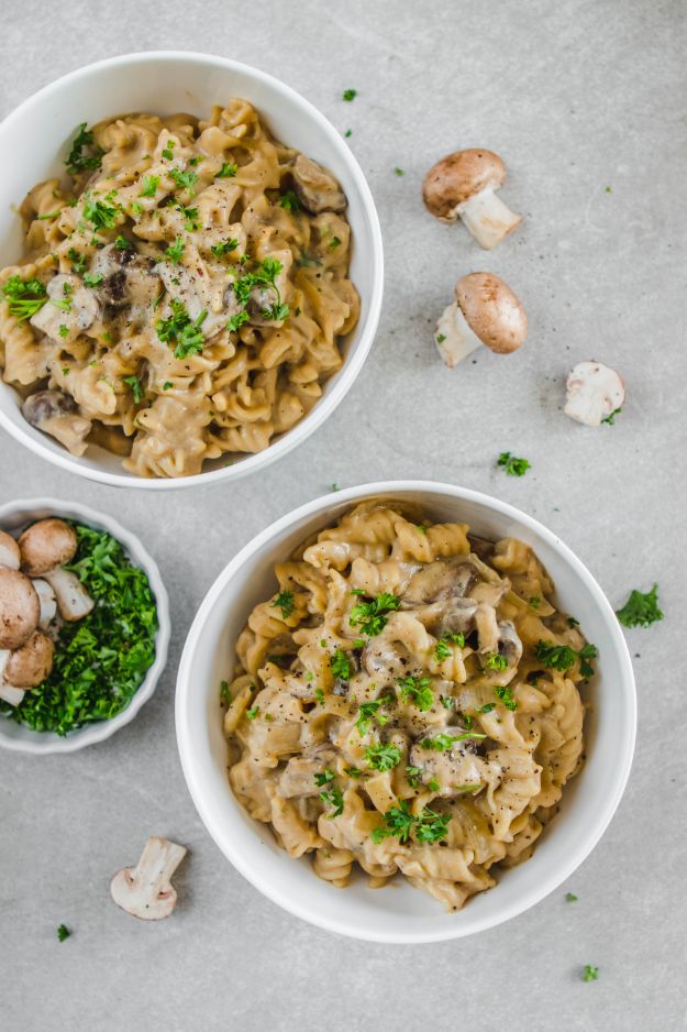  Easy Dinner Recipes - One Pot Vegan Mushroom Stroganoff - Quick and Simple Dinner Recipe Ideas for Weeknight and Last Minute Supper - Chicken, Ground Beef, Fish, Pasta, Healthy Salads, Low Fat and Vegetarian Dishes #easyrecipes #dinnerideas #recipes