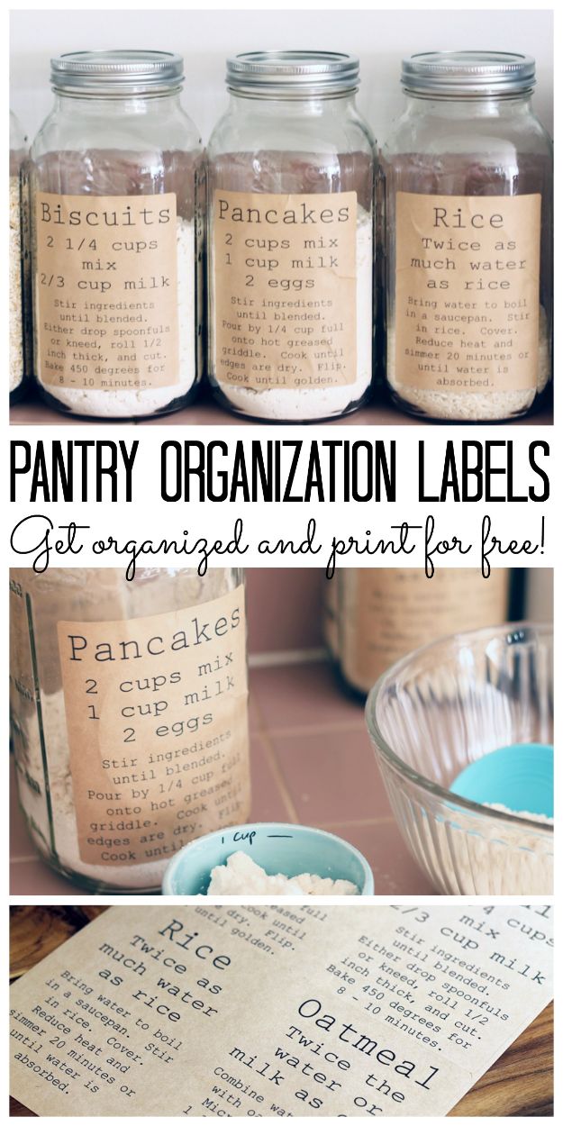 Organizing Ideas for Your Life - Pantry Organization Labels - Easy Crafts and Cool Ideas for Getting Organized - Best Ways to Get Organized - Things to Make for Being More Efficient and Productive - DIY Storage, Shelving, Calendars, Planning #organizing