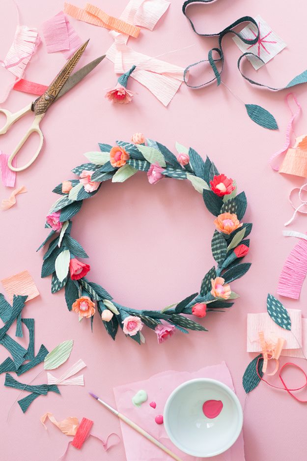 Paper Crafts DIY - Paper Floral Crown - Papercraft Tutorials and Easy Projects for Make for Decoration and Gift IDeas - Origami, Paper Flowers, Heart Decoration, Scrapbook Notions, Wall Art, Christmas Cards, Step by Step Tutorials for Crafts Made From Papers #crafts