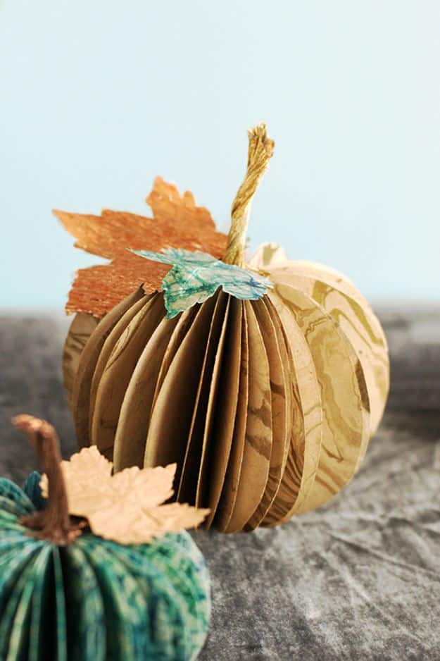 Paper Crafts DIY - Paper Pumpkin Centerpiece - Papercraft Tutorials and Easy Projects for Make for Decoration and Gift IDeas - Origami, Paper Flowers, Heart Decoration, Scrapbook Notions, Wall Art, Christmas Cards, Step by Step Tutorials for Crafts Made From Papers #crafts
