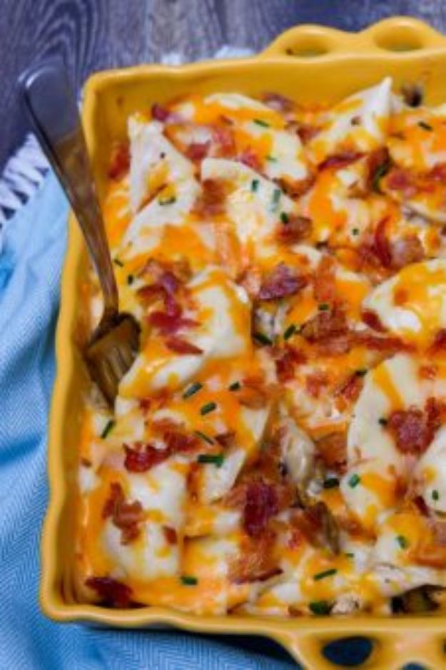 Best Casserole Recipes - Perogie Casserole - Healthy One Pan Meals Made With Chicken, Hamburger, Potato, Pasta Noodles and Vegetable - Quick Casseroles Kids Like - Breakfast, Lunch and Dinner Options - Mexican, Italian and Homestyle Favorites - Party Foods for A Crowd and Potluck Dishes #recipes #casseroles