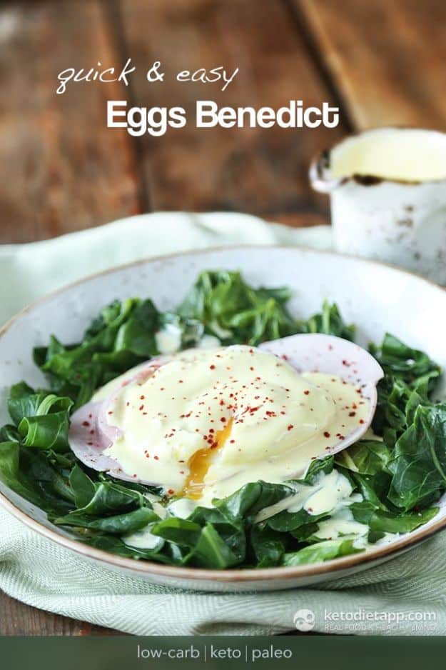 Keto Breakfast Recipes - Quick & Easy Keto Eggs Benedict - Low Carb Breakfasts and Morning Meals for the Ketogenic Diet - Low Carbohydrate Foods on the Go - Easy Crockpot Recipes and Casserole - Muffins and Pancakes, Shake and Smoothie, Ideas With No Eggs #keto